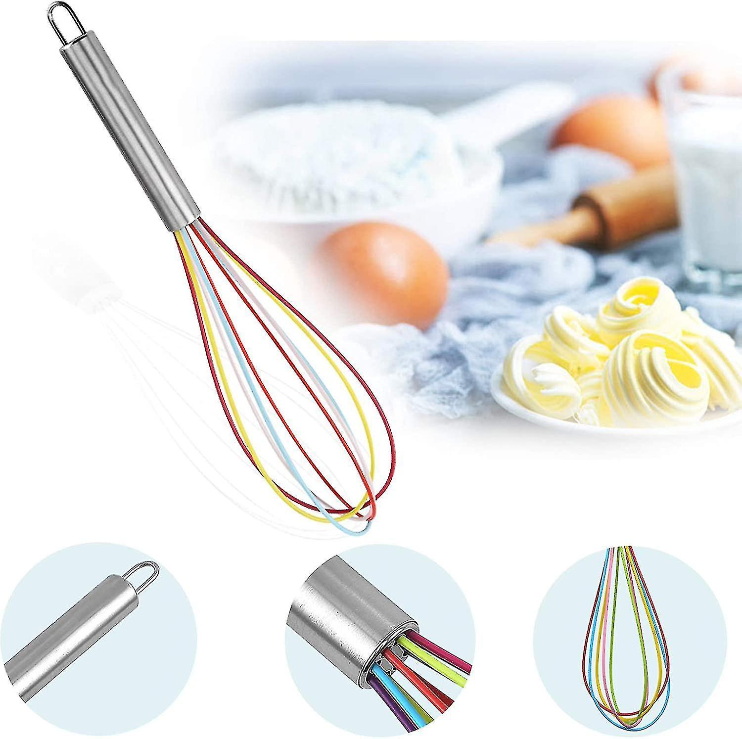 Professional Silicone Whisk Set - 3pcs Stainless Steel Handle Hand Whisk for Kitchen - Image 1