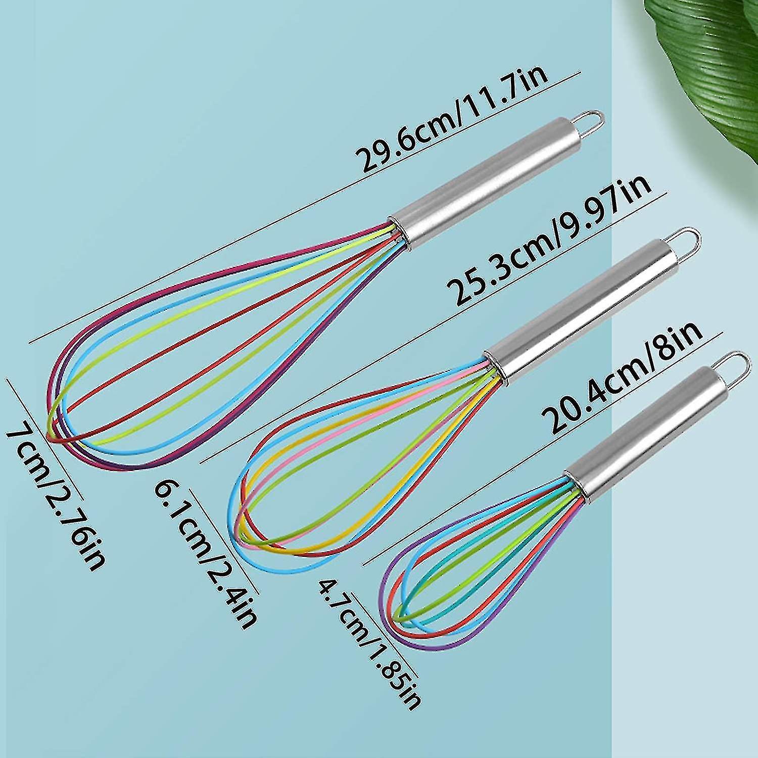 Professional Silicone Whisk Set - 3pcs Stainless Steel Handle Hand Whisk for Kitchen - Image 2