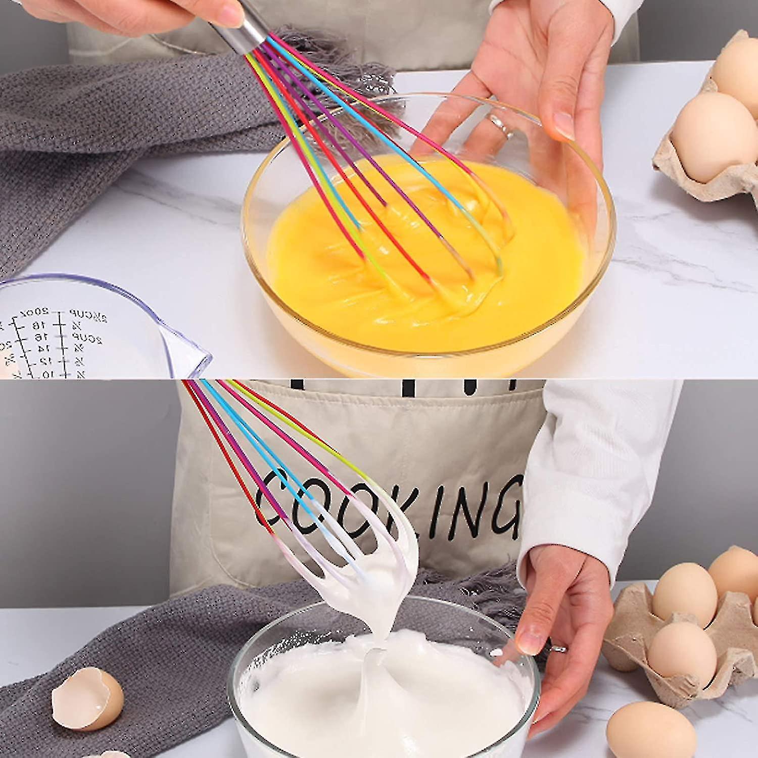 Professional Silicone Whisk Set - 3pcs Stainless Steel Handle Hand Whisk for Kitchen - Image 4