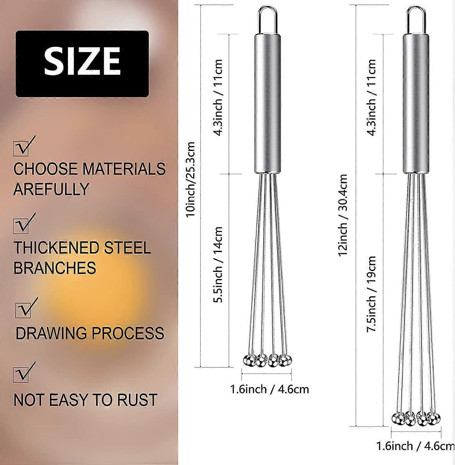 2pcs Stainless Steel Ball Whisk Set - Hand Whisks for Cooking and Mixing - Image 3