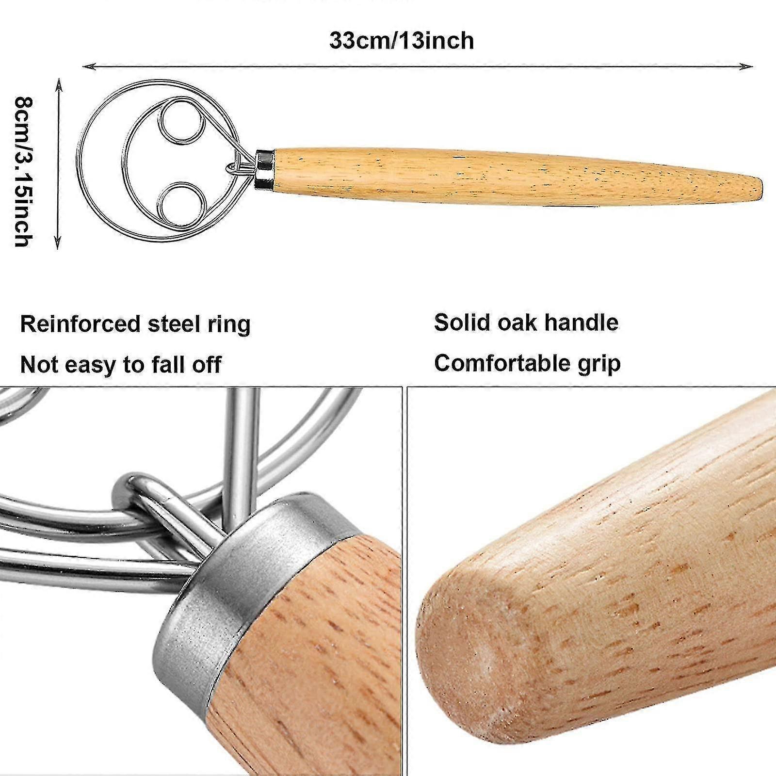 Set of 2 Bread Dough Whisks - Danish Dough Mixer Hand Stirrer - Image 3