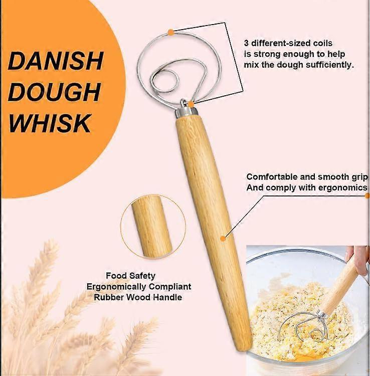 Dough Whisk Set of 3 - Handcrafted Dough Mixing Tools - Image 2