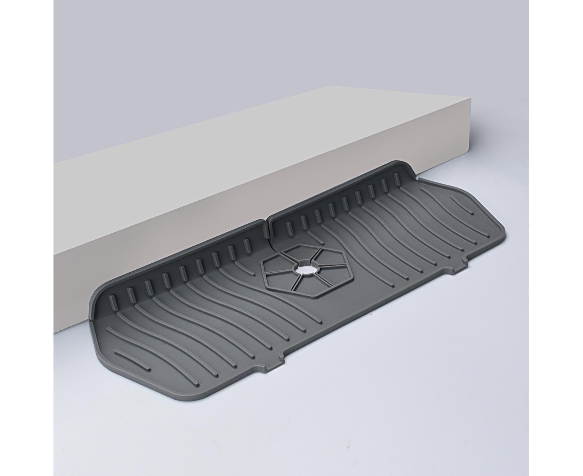 Sink Faucet Mat Silicone Splash-proof Drain Pad-Grey M - Image 3