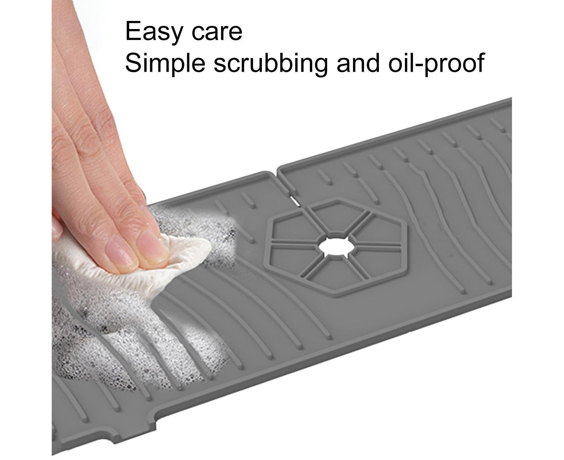 Sink Faucet Mat Silicone Splash-proof Drain Pad-Grey M - Image 4