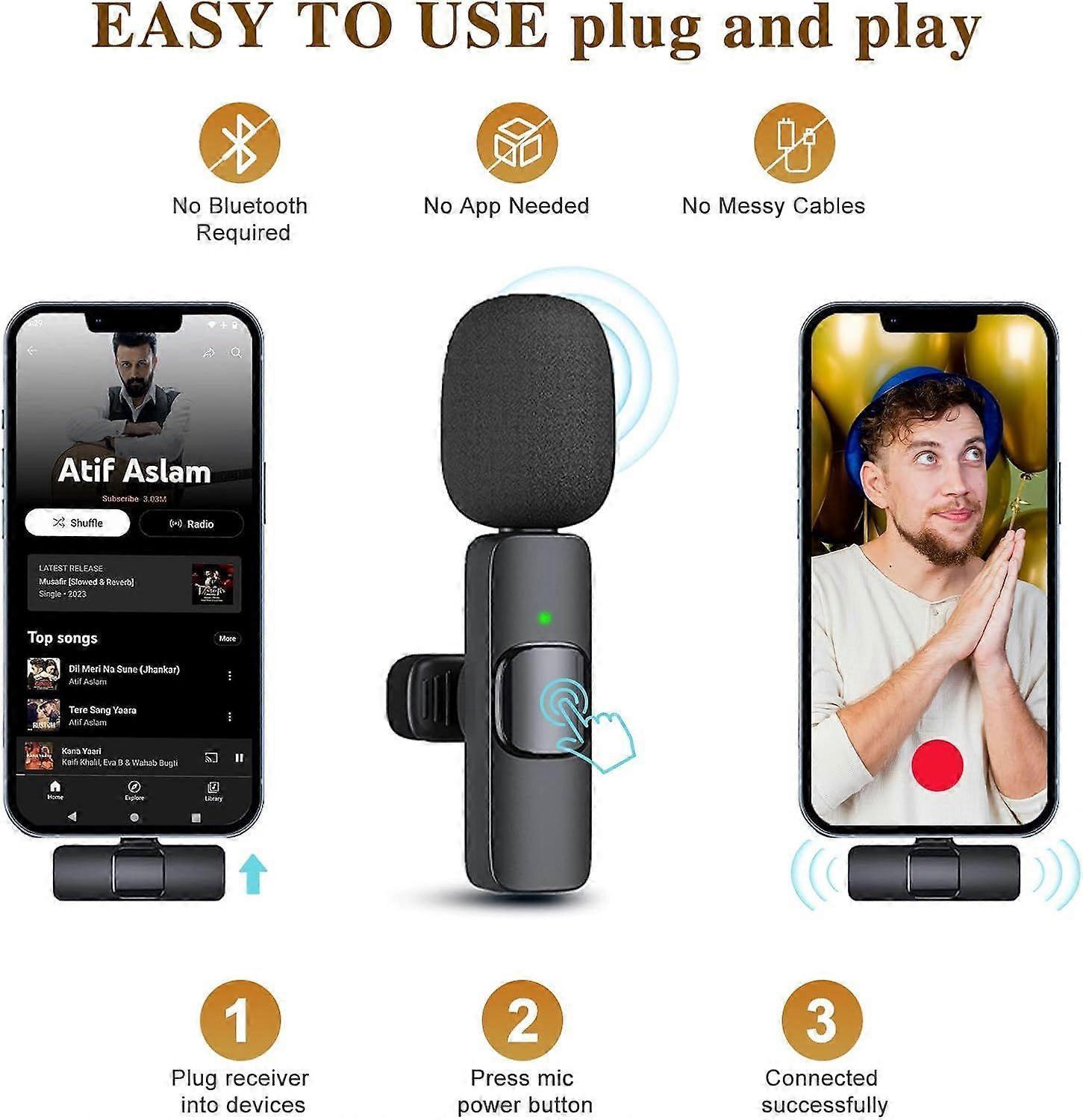 K8 Wireless Lavalier Microphone - Clip-on Mini Mic for Streaming or Interviews - Image 2