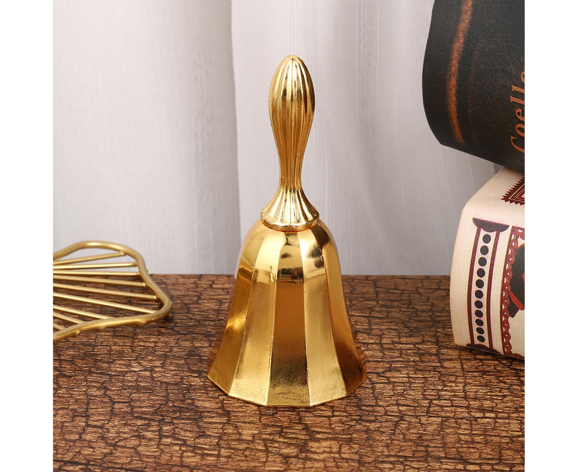 Portable Call Bell Widely Use Zinc Alloy Solid Decorative Dinner Handbell for Home-Golden - Image 2