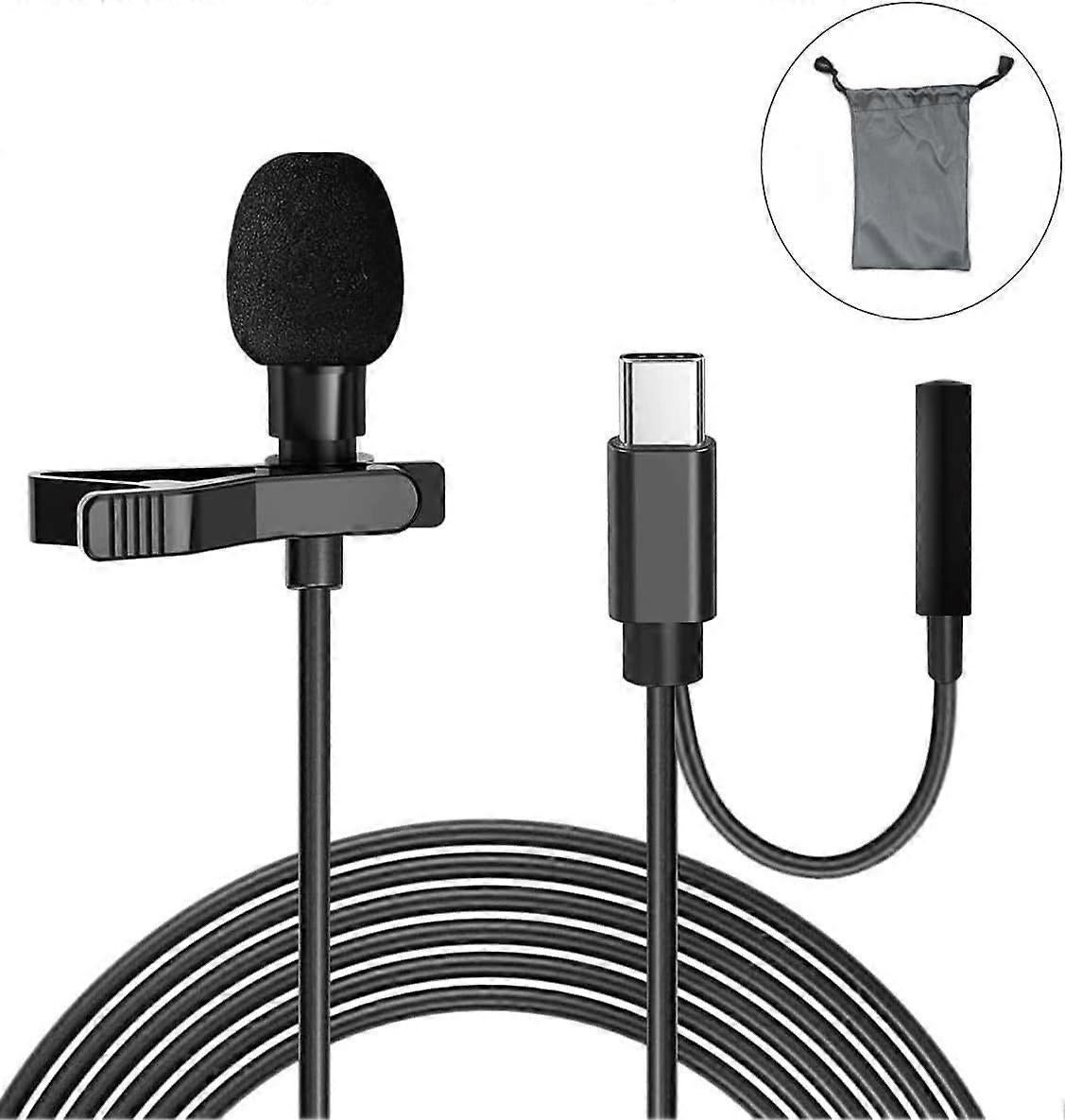 Type-C Lavalier Microphone - Clip-on Mic with Monitoring Interface for Phone - Image 1