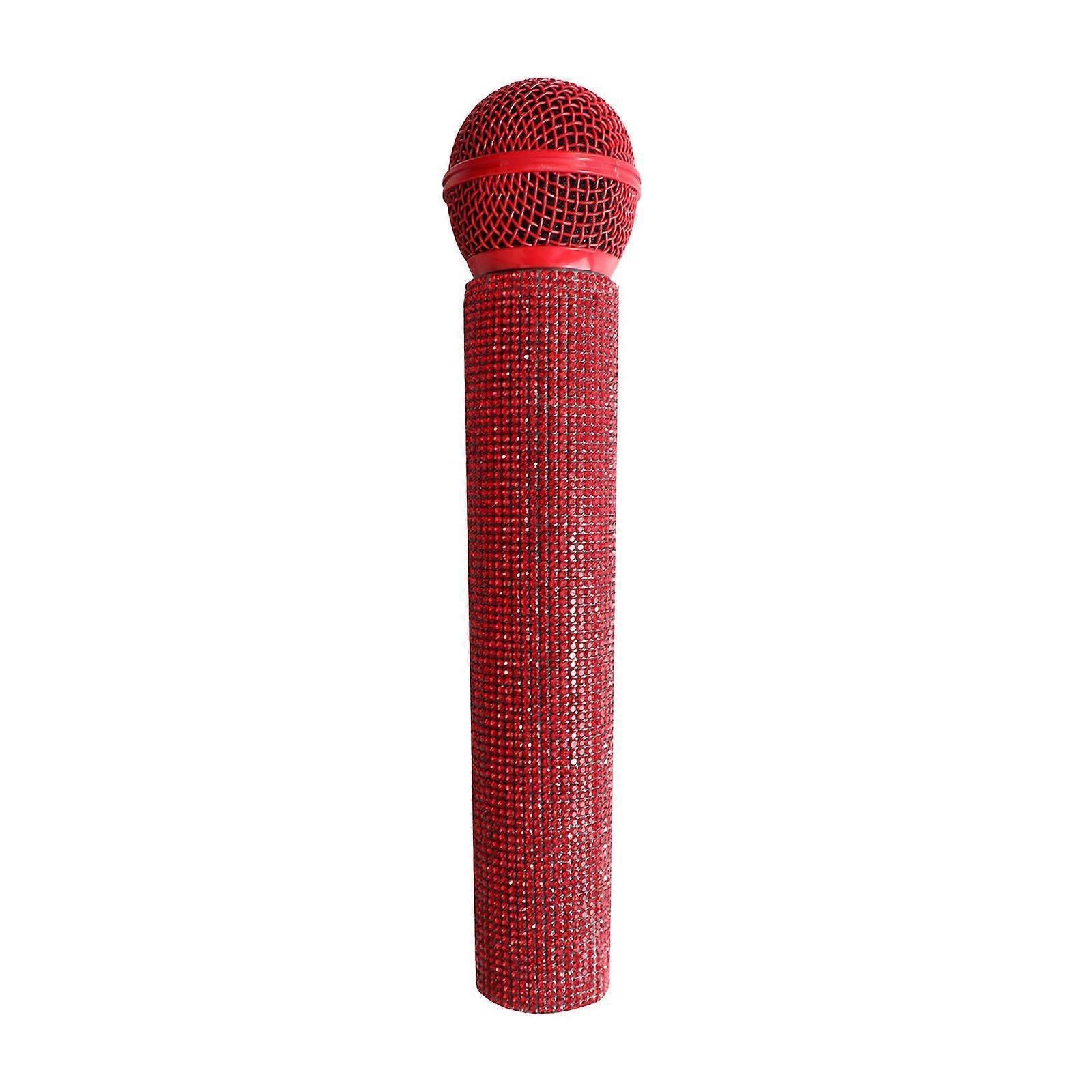 Bling Rhinestone Microphone Prop - Glitter Fake Mic for Party or Dress-up - Image 1