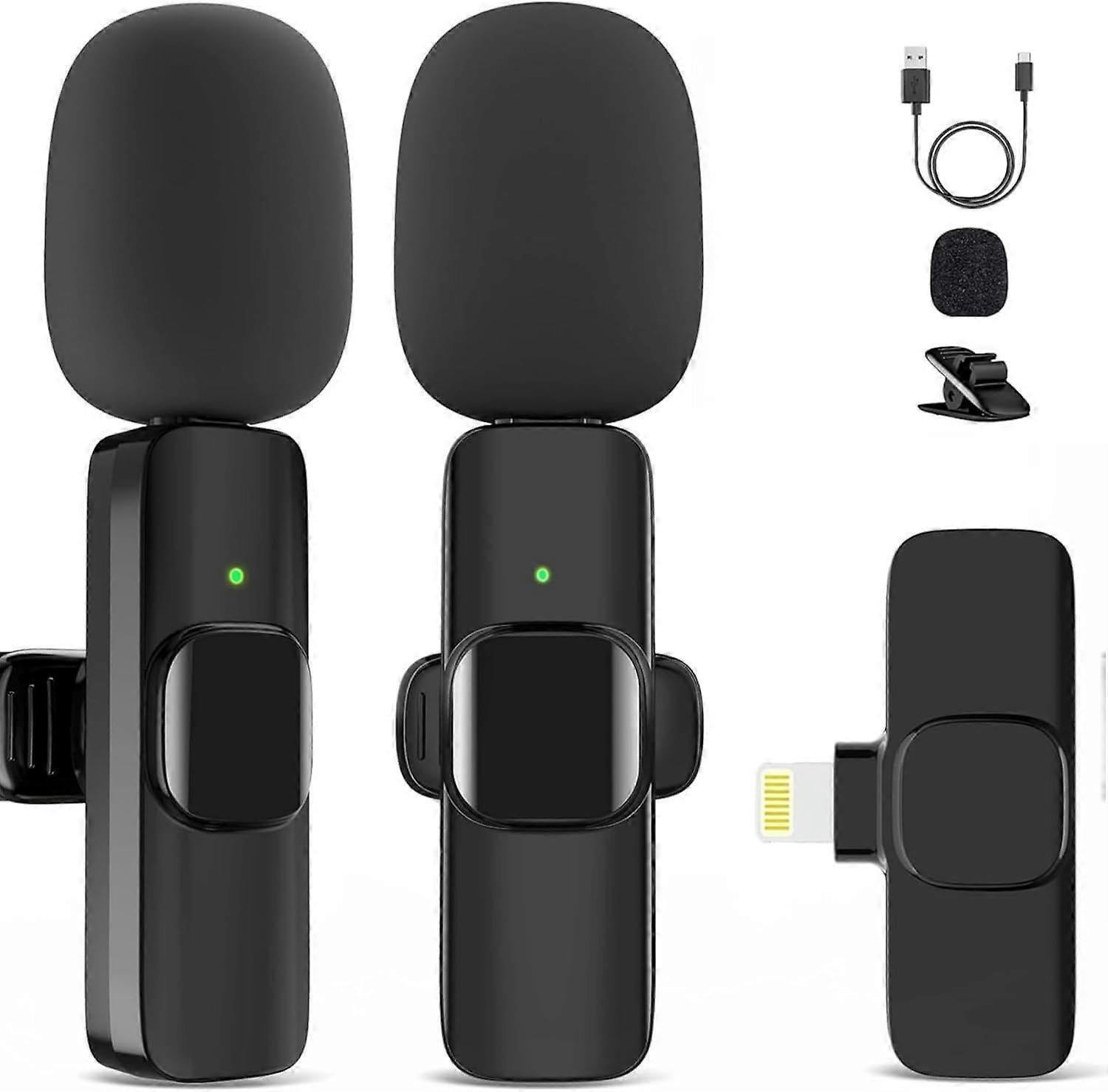 2-Pack Wireless Lavalier Microphones - Clip-on Mini Mics for iPhone Recording - Image 1