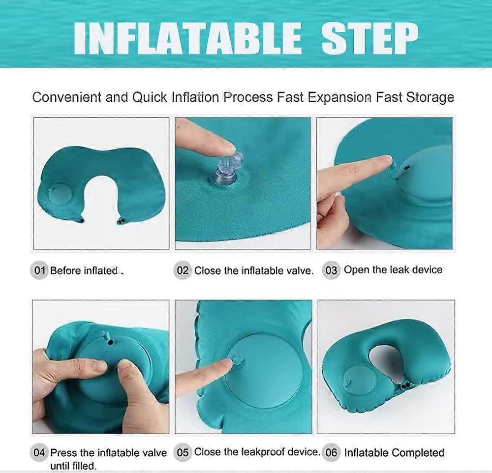 U-Shaped Inflatable Travel Neck Pillow - Soft Velvet Air Pillow for Flights,Car,Office - Image 2