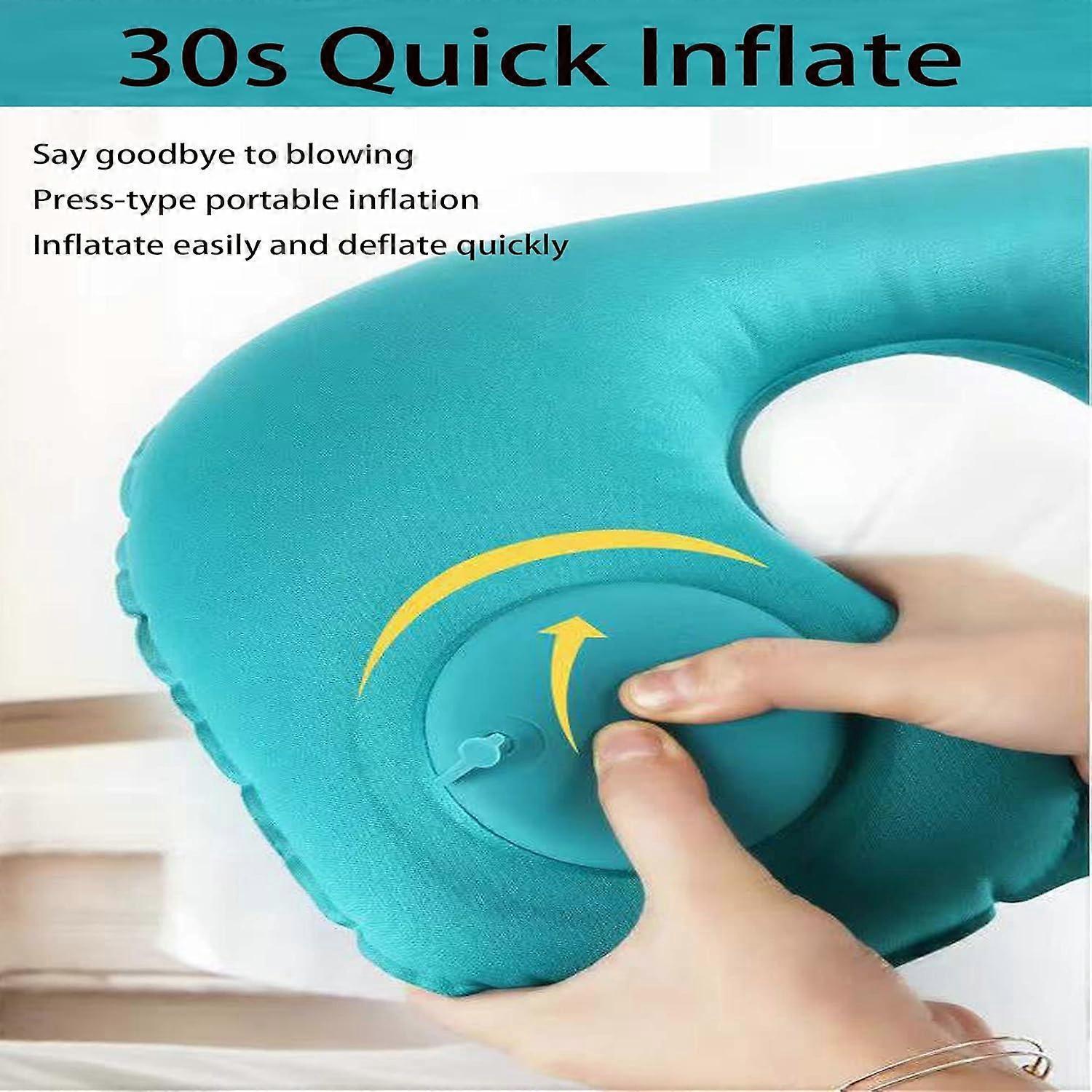 U-Shaped Inflatable Travel Neck Pillow - Soft Velvet Air Pillow for Flights,Car,Office - Image 4