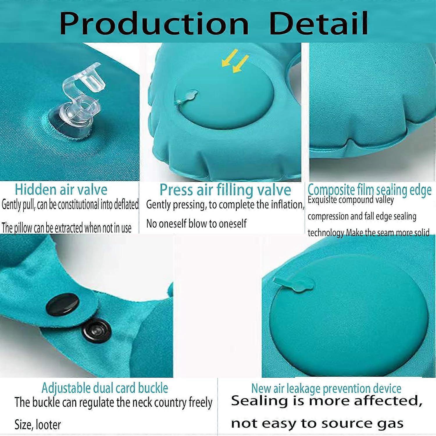 U-Shaped Inflatable Travel Neck Pillow - Soft Velvet Air Pillow for Flights,Car,Office - Image 5