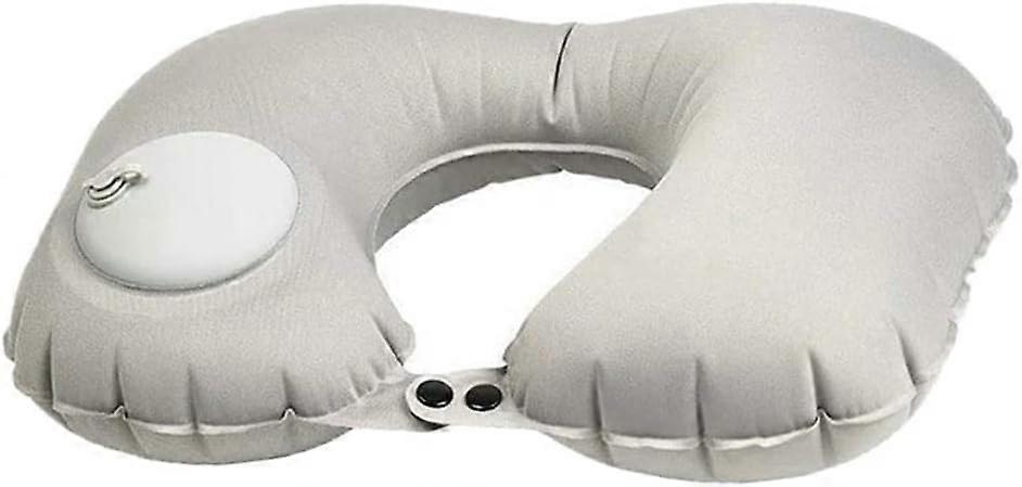 U-Shaped Inflatable Travel Neck Pillow - Soft Velvet Air Pillow for Flights,Car,Office - Image 1