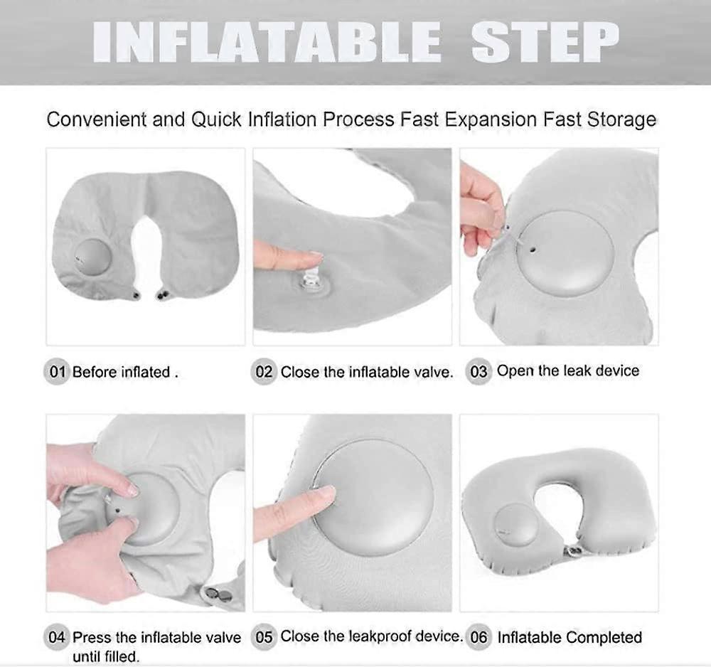 U-Shaped Inflatable Travel Neck Pillow - Soft Velvet Air Pillow for Flights,Car,Office - Image 3