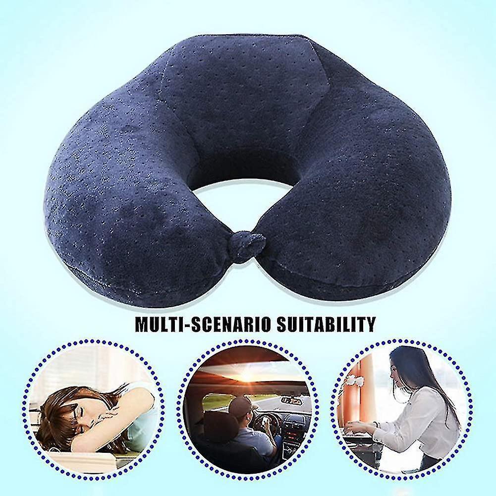 Memory Foam Travel Neck Pillow for Comfort Support - Tibetan Cyan - Image 2