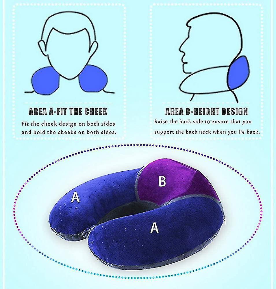 Memory Foam Travel Neck Pillow for Comfort Support - Tibetan Cyan - Image 3