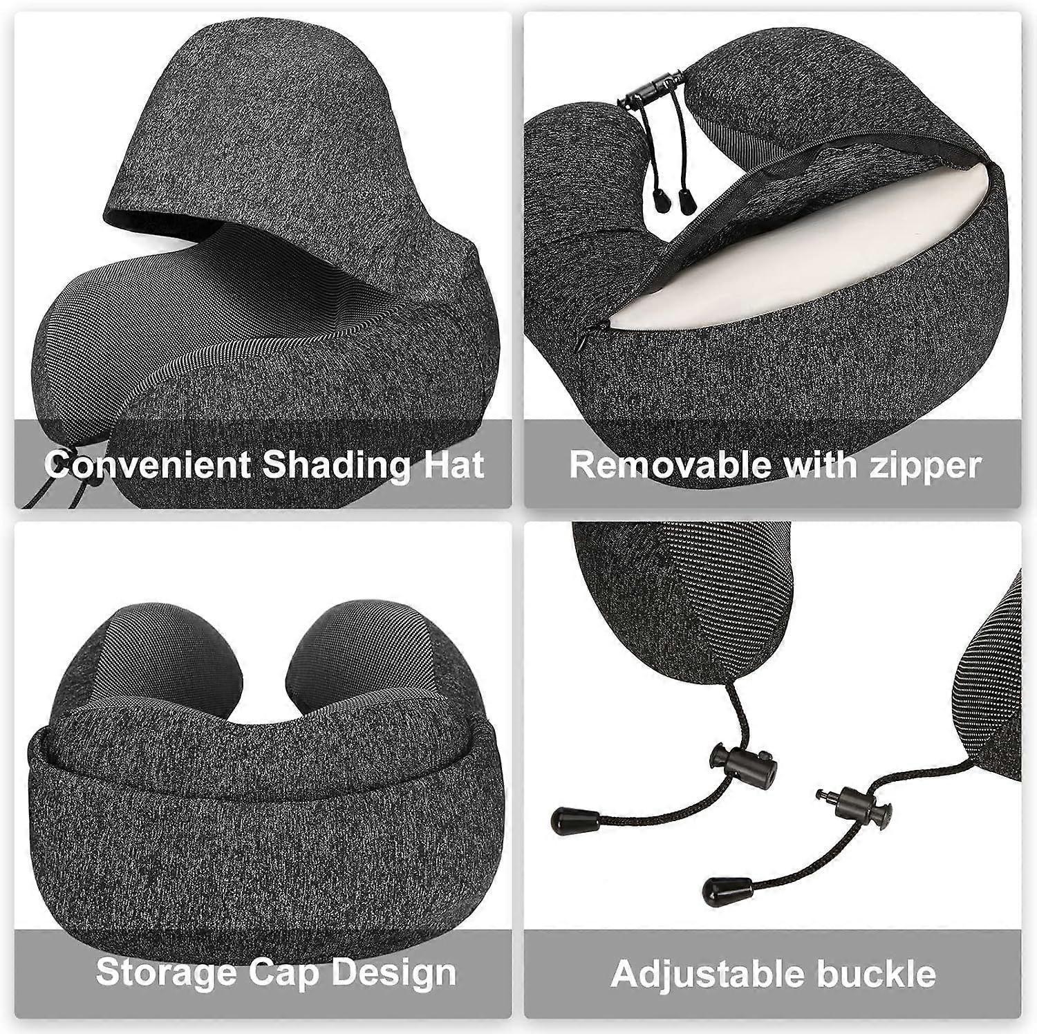 Memory Foam Hooded Travel Neck Pillow Comfortable Travel Pillow with Hood - Image 3
