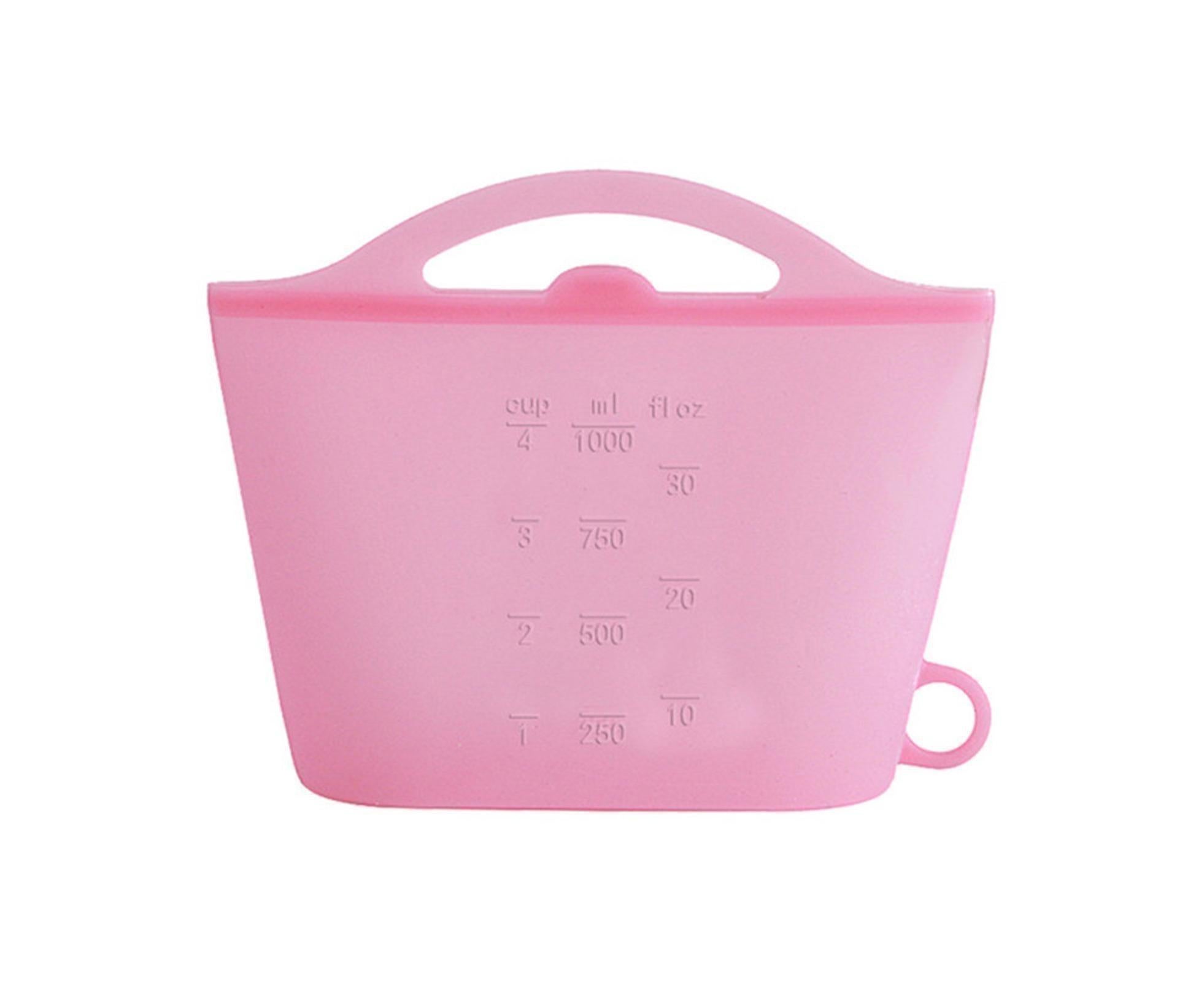 Reusable Eco-friendly Silicone Fridge Food Organizer Sealing Storage Pouch Bag-Pink 1500ML - Image 1