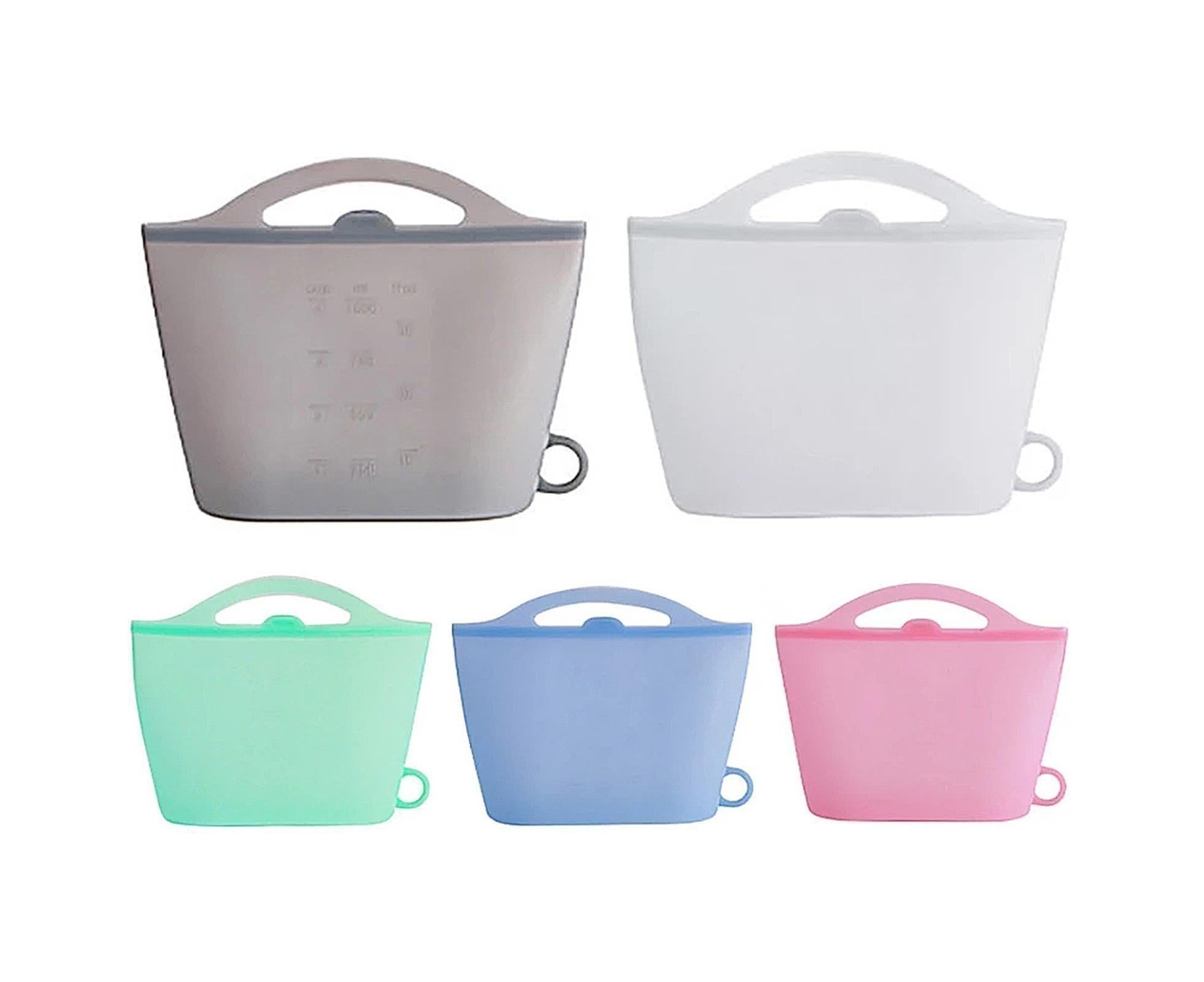 Reusable Eco-friendly Silicone Fridge Food Organizer Sealing Storage Pouch Bag-Pink 1500ML - Image 2