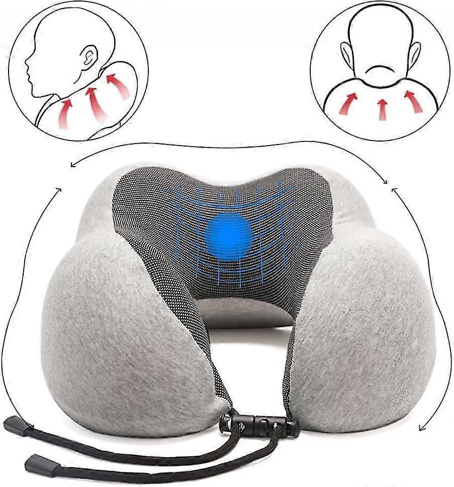 Comfy Memory Foam Travel Pillow for Airplane Car - Gray - Image 3