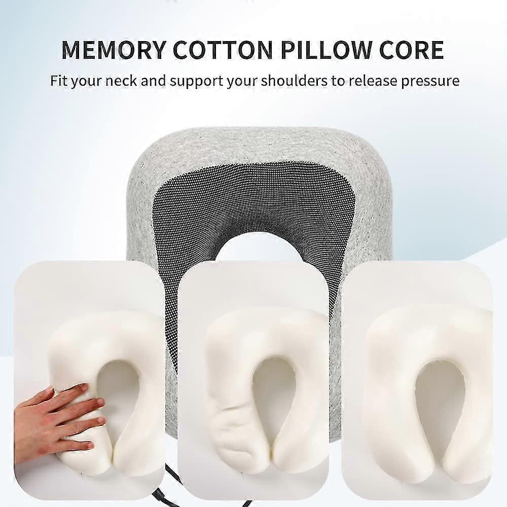 Comfy Memory Foam Travel Pillow for Airplane Car - Gray - Image 4