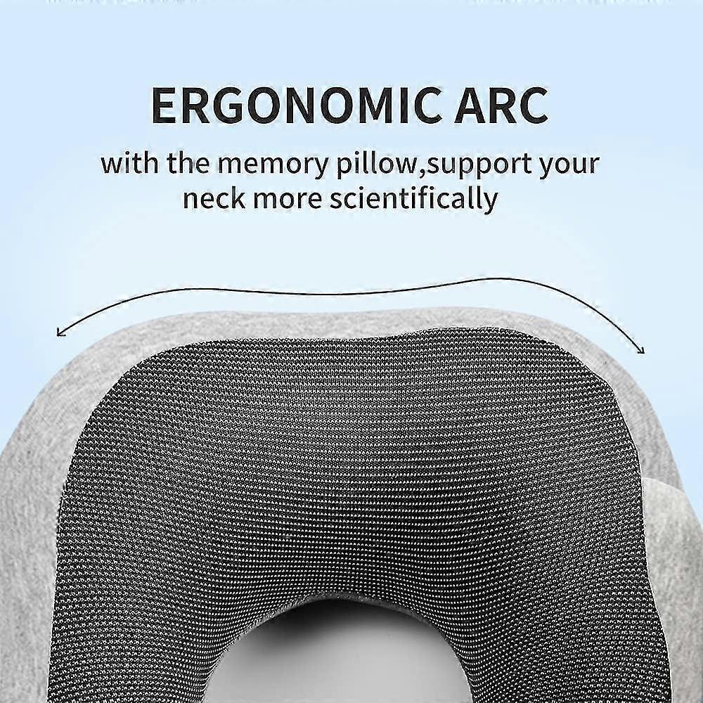 Comfy Memory Foam Travel Pillow for Airplane Car - Gray - Image 5