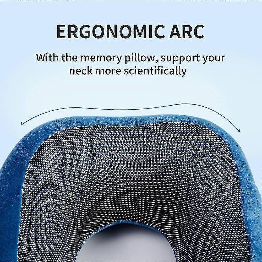 Comfy Memory Foam Travel Pillow for Airplane Car - Blue - Image 4