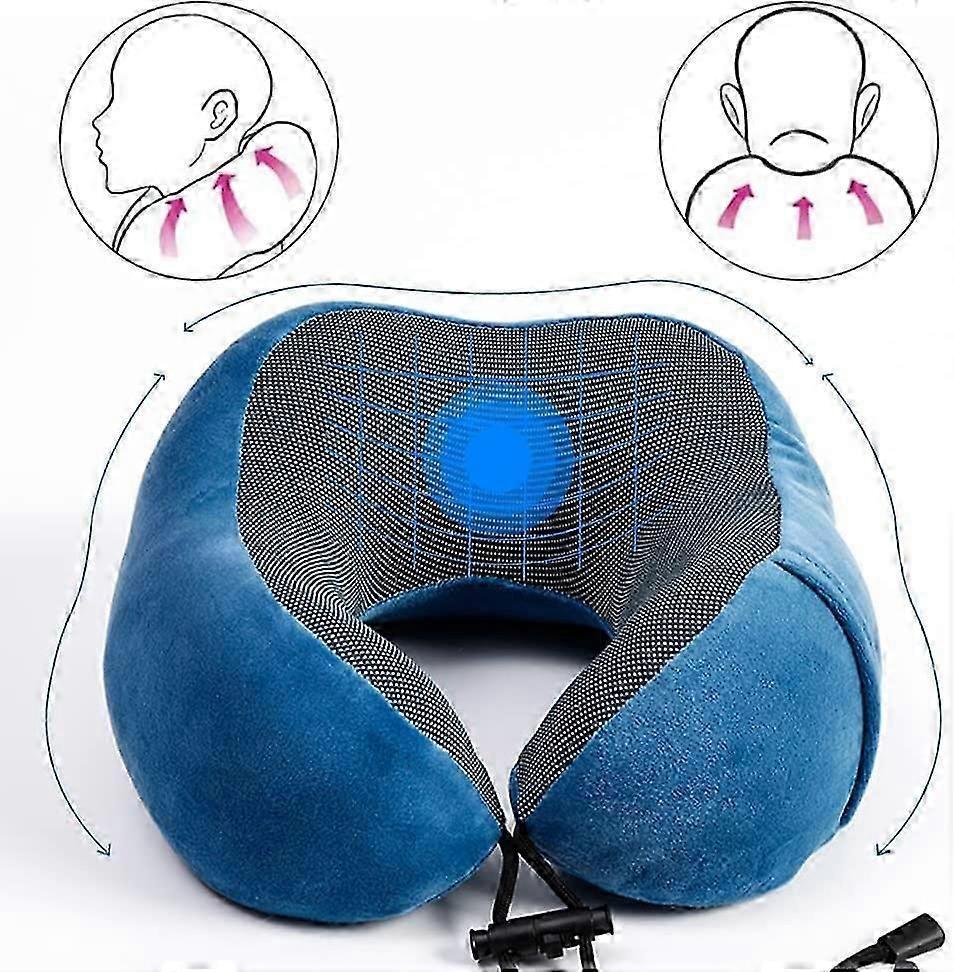 Comfy Memory Foam Travel Pillow for Airplane Car - Blue - Image 5