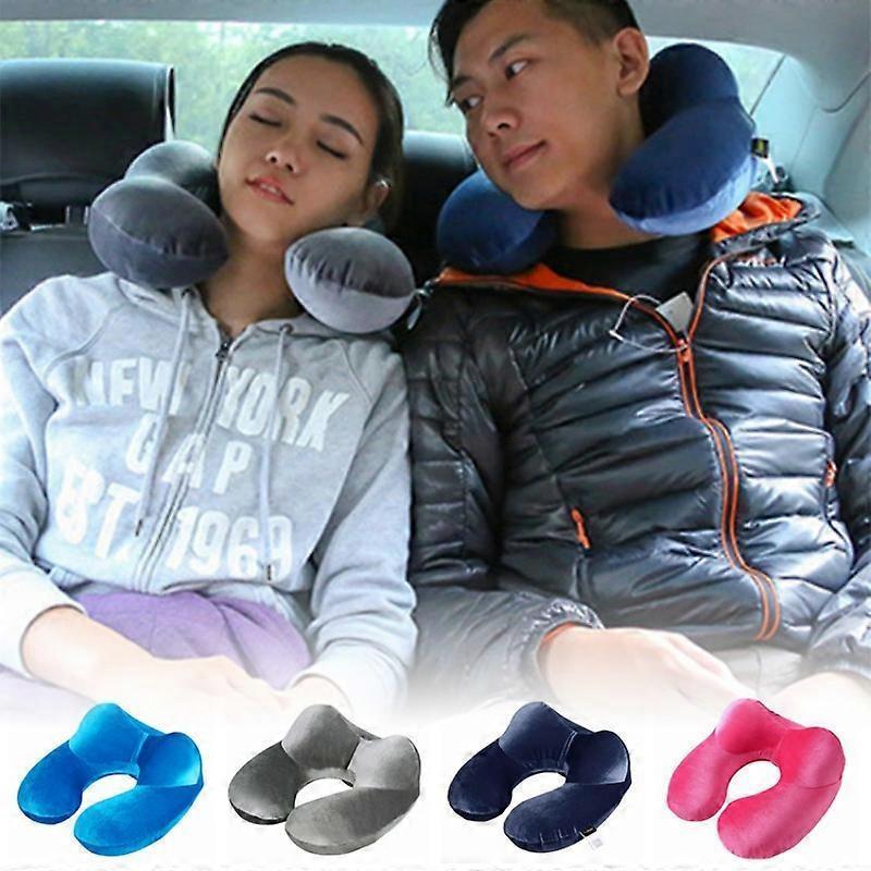 Inflatable U-Shape Travel Neck Pillows for Sleep Home Office Airplane Travel - Image 4
