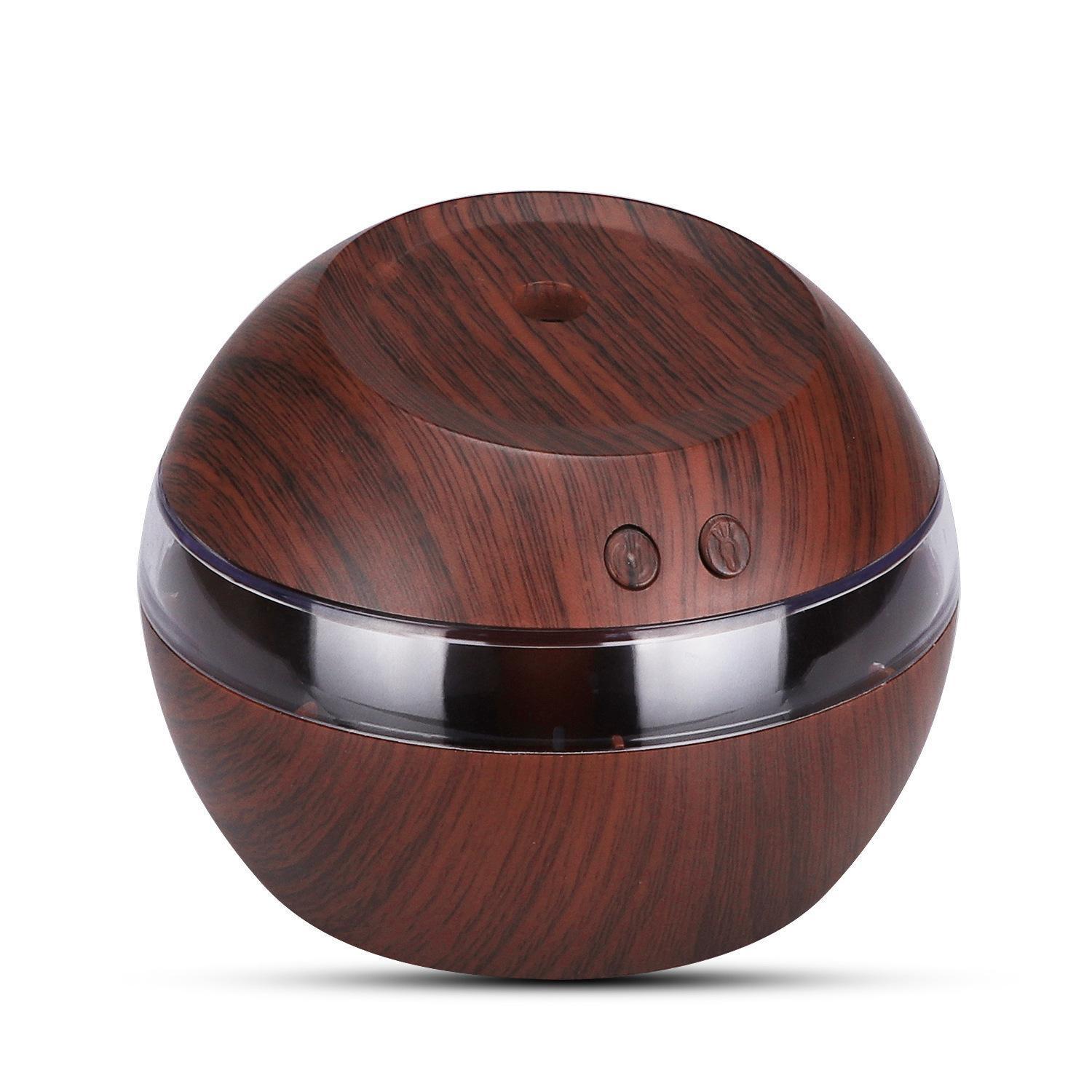 Wood Grain USB Humidifier, Round Aroma Diffuser, Mini Cool Mist Maker - Image 1