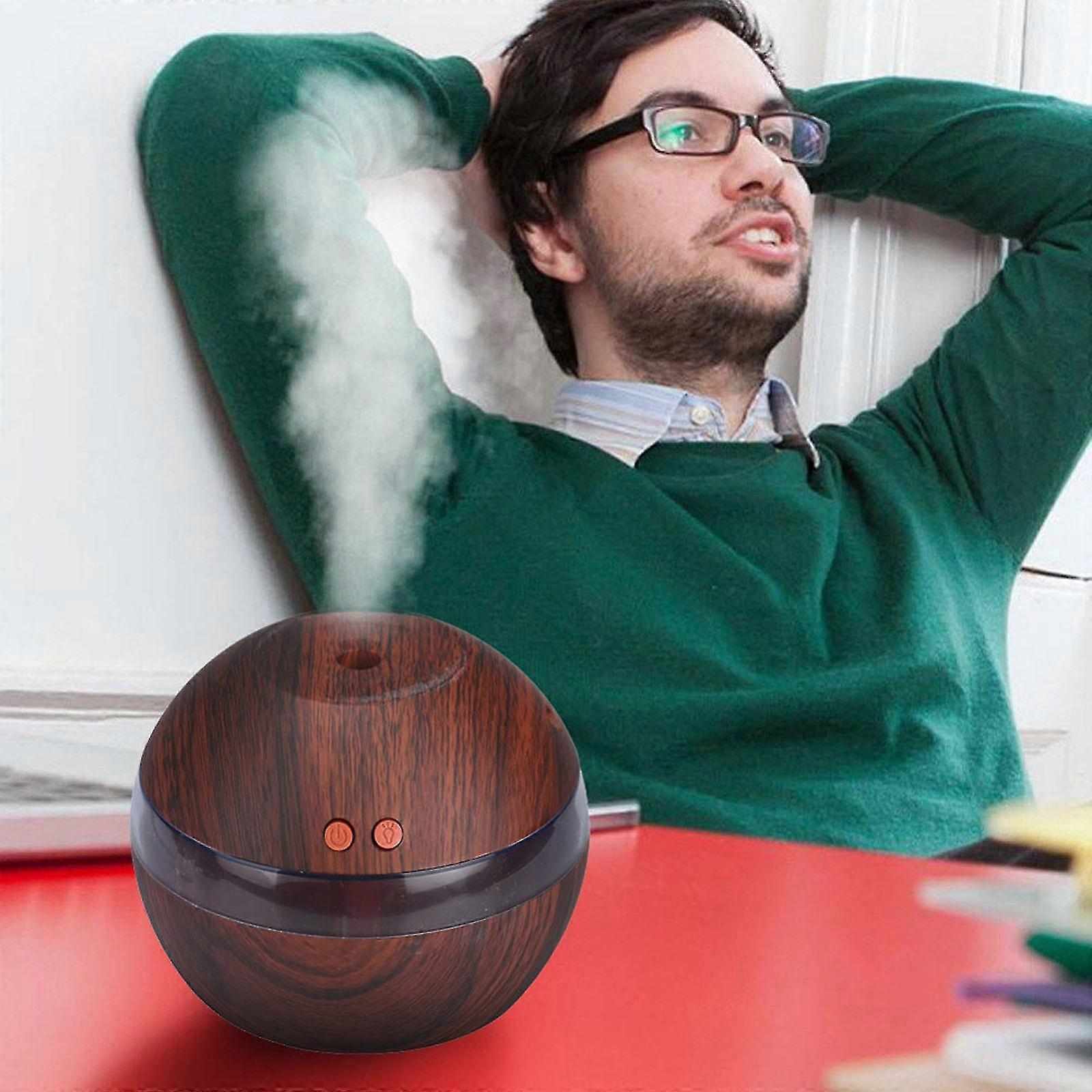 Wood Grain USB Humidifier, Round Aroma Diffuser, Mini Cool Mist Maker - Image 2