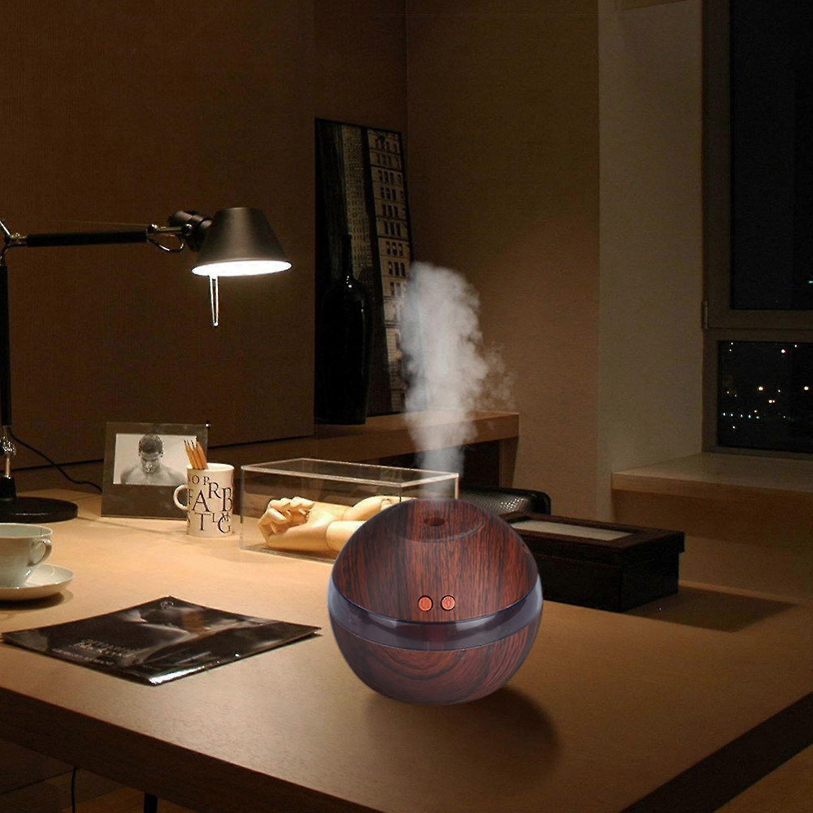 Wood Grain USB Humidifier, Round Aroma Diffuser, Mini Cool Mist Maker - Image 4