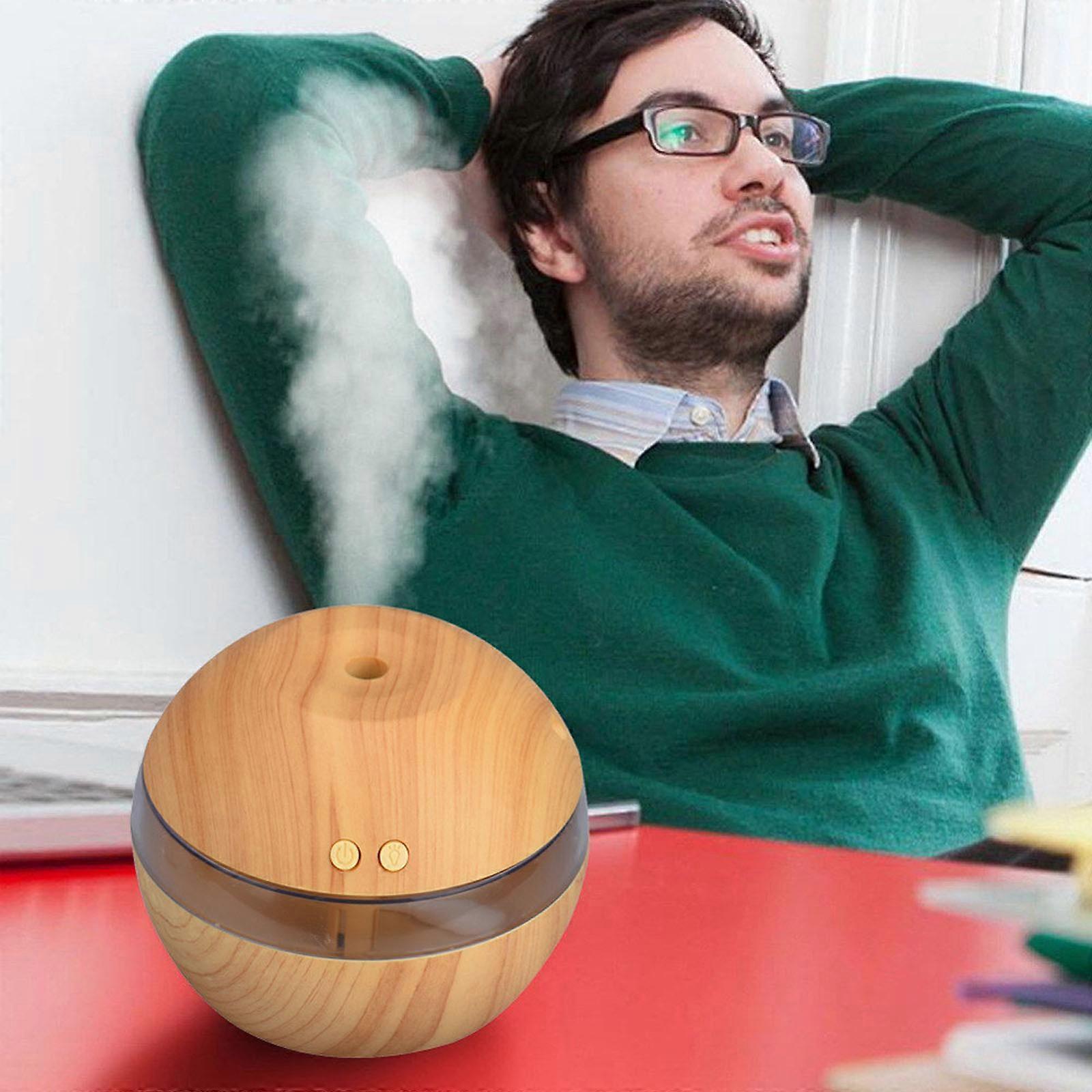 Wood Grain USB Humidifier, Round Aroma Diffuser, Mini Cool Mist Maker - Image 2