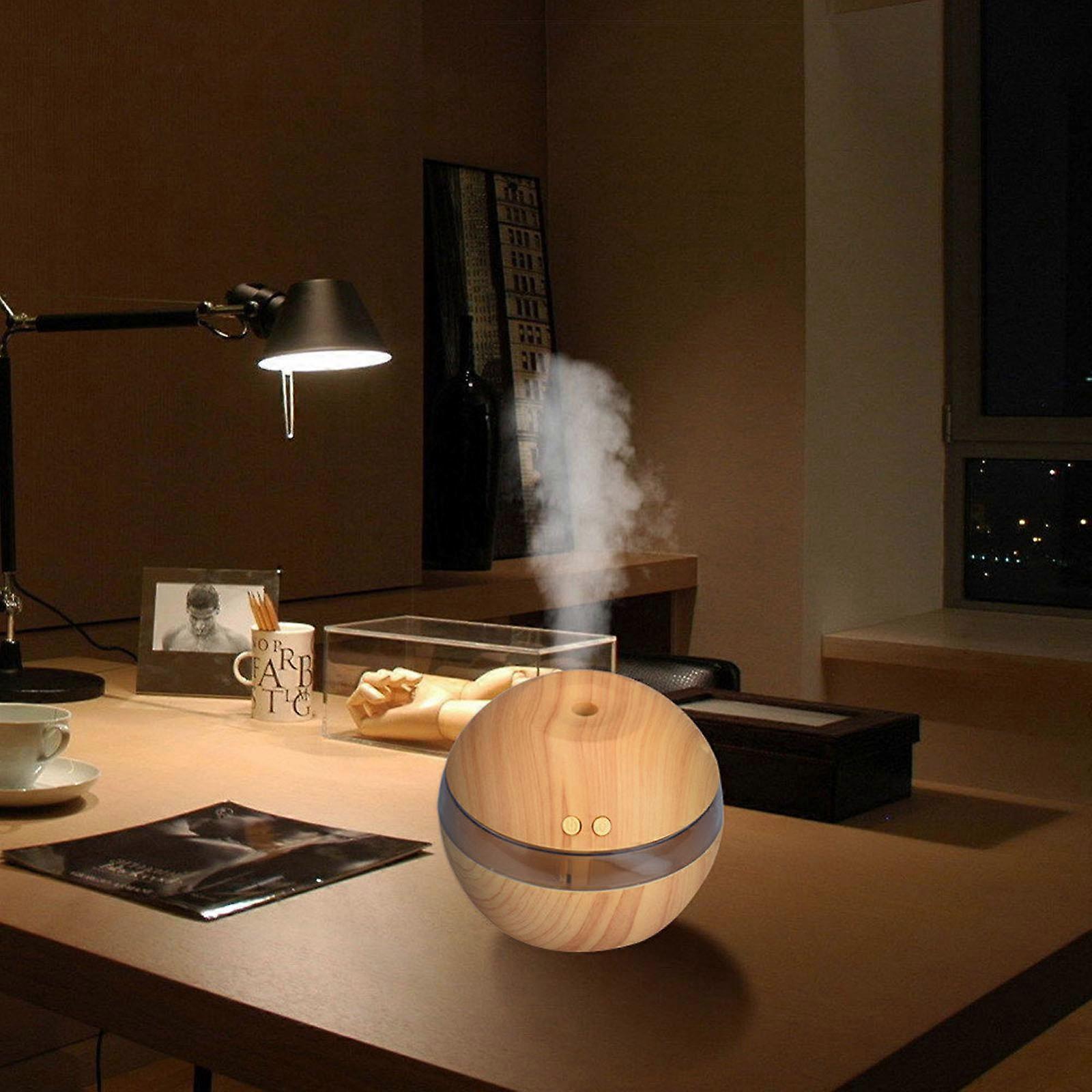 Wood Grain USB Humidifier, Round Aroma Diffuser, Mini Cool Mist Maker - Image 5