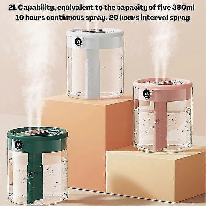 2L Cool Mist Air Humidifier with Night Light, Ultra Quiet Home Bedroom Humidifier - Image 3