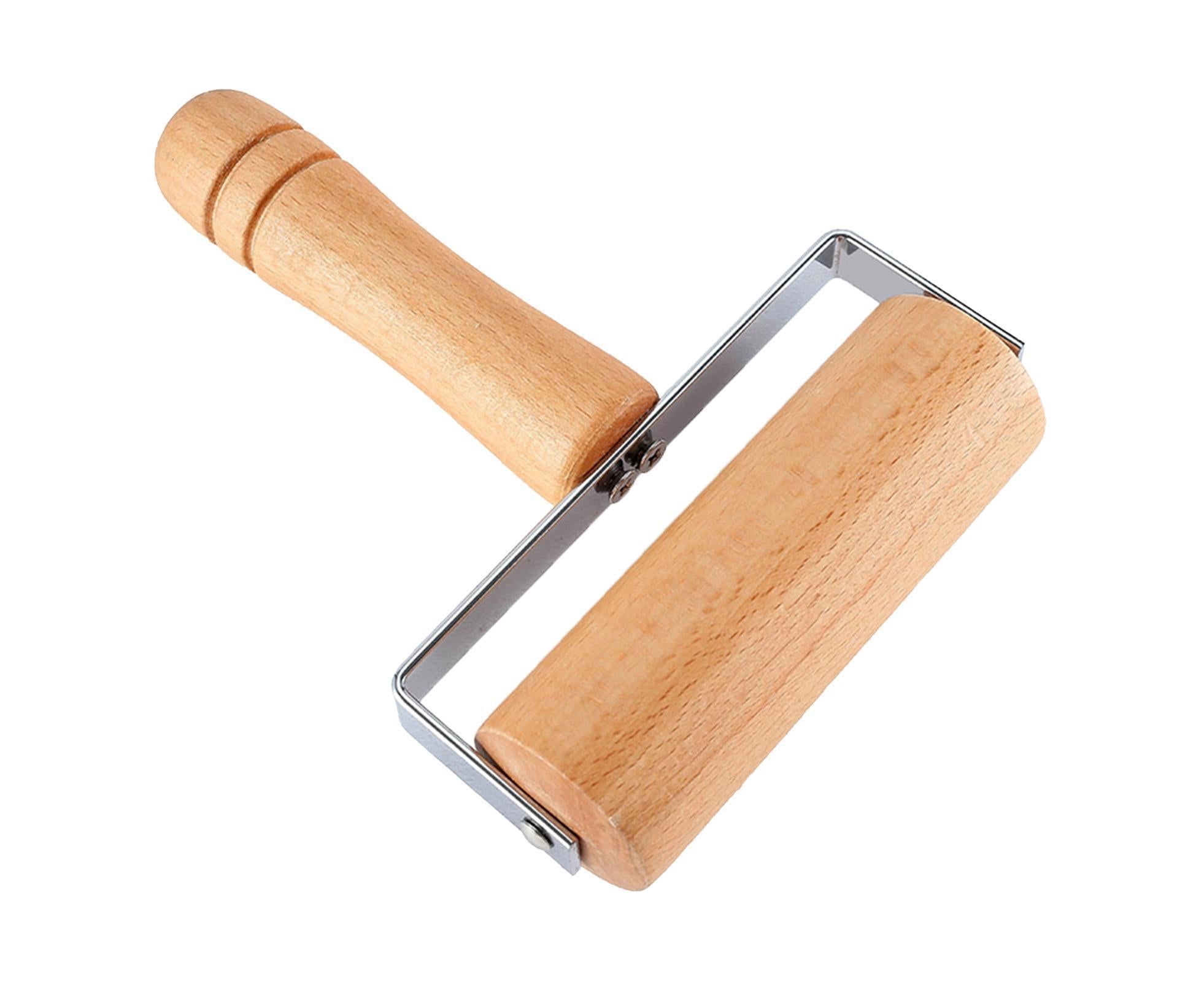 Rolling Pin Non-stick Wheel Design Wood Kitchen Rolling Pin for Dough Rolling-Wood Color - Image 1