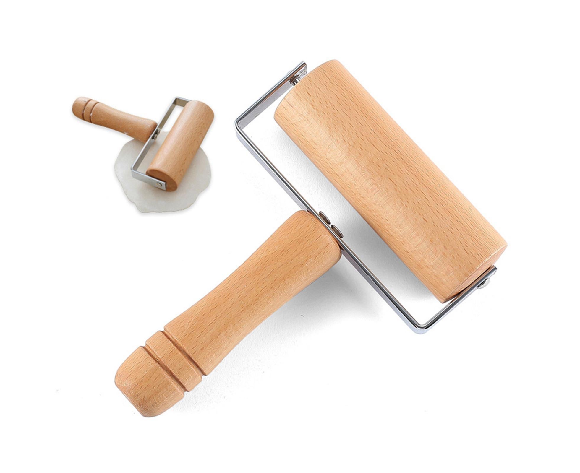 Rolling Pin Non-stick Wheel Design Wood Kitchen Rolling Pin for Dough Rolling-Wood Color - Image 7