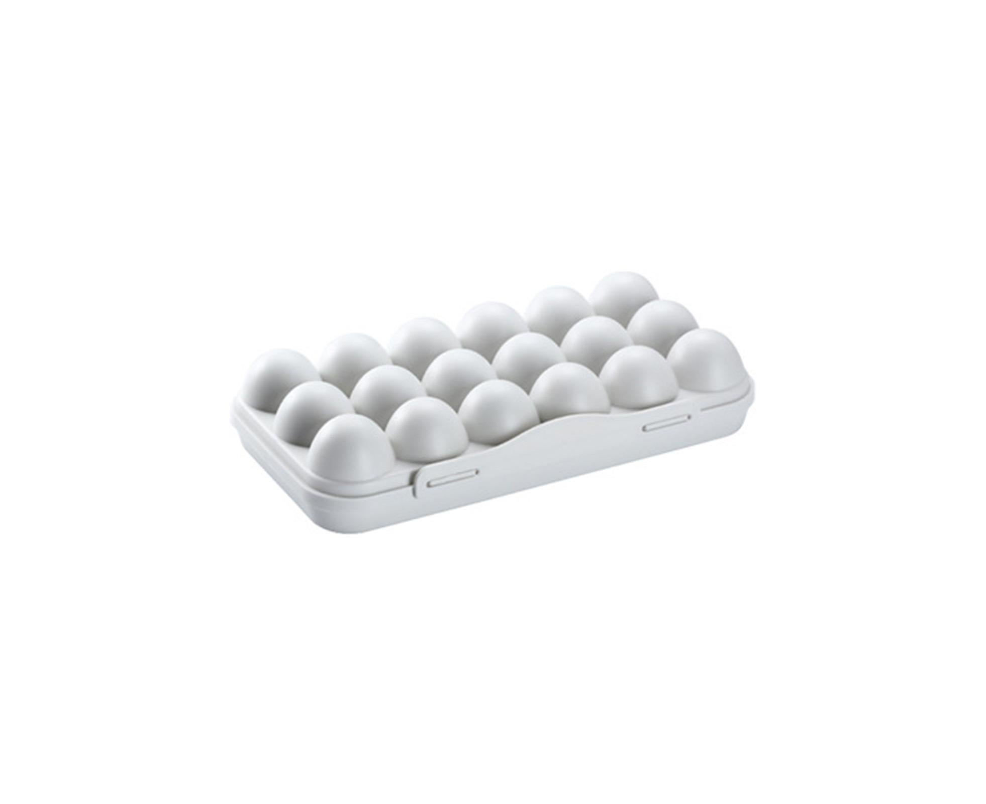 Buckle Type Egg Storage Box with Lid PP Fresh Preservation Egg Organizer Kitchen Tools-Gray 18 Grid - Image 1