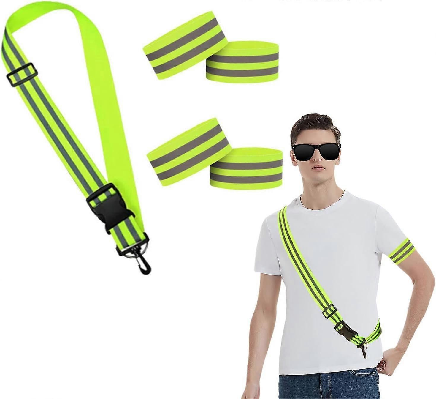 5pcs Reflective Sash, High Visibility Running Gear for Night Walking, Jogging & Cycling - Image 1