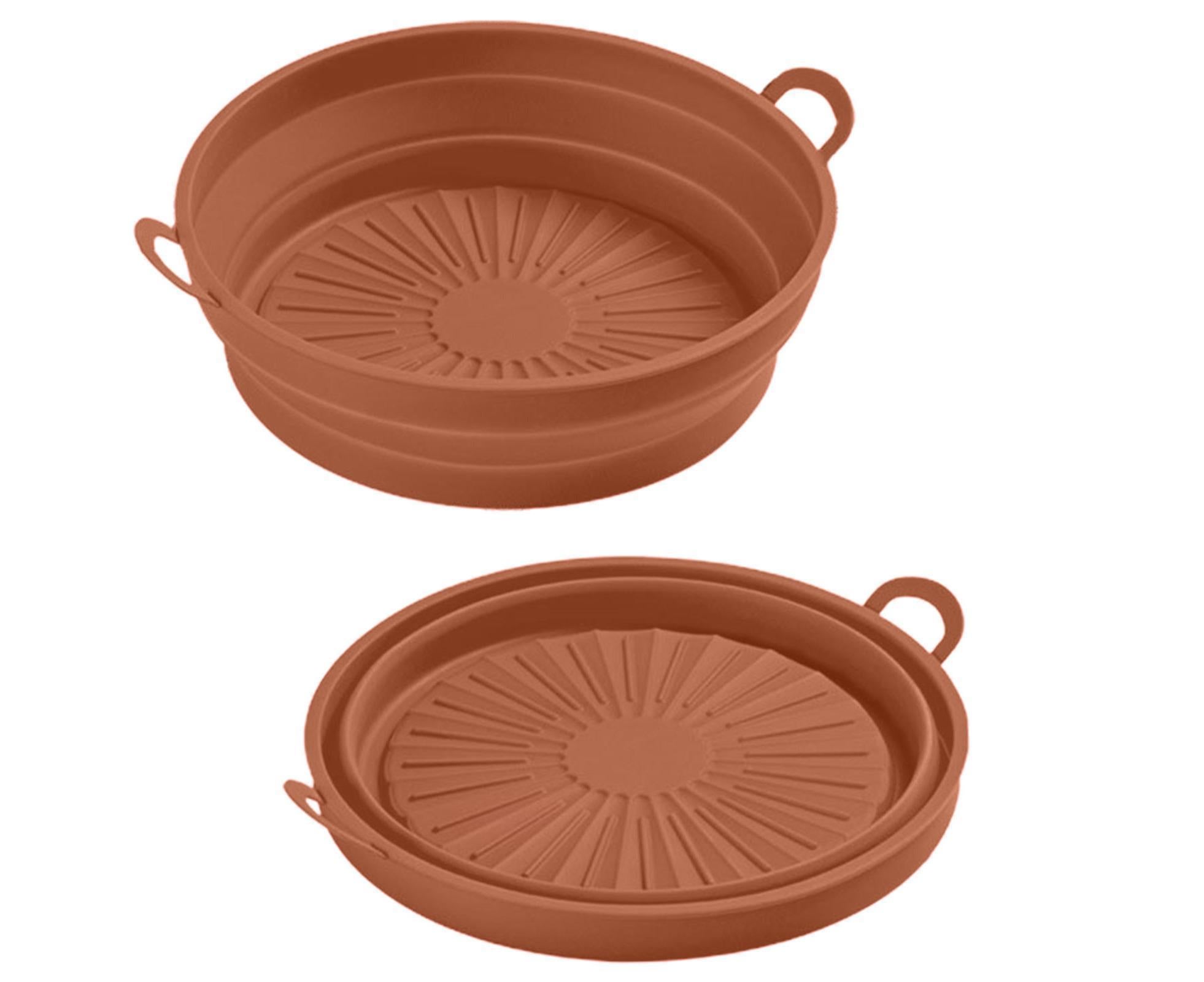Air Fryers Bakeware Foldable Silicone Grill Pan -Brown 8.5inch - Image 2