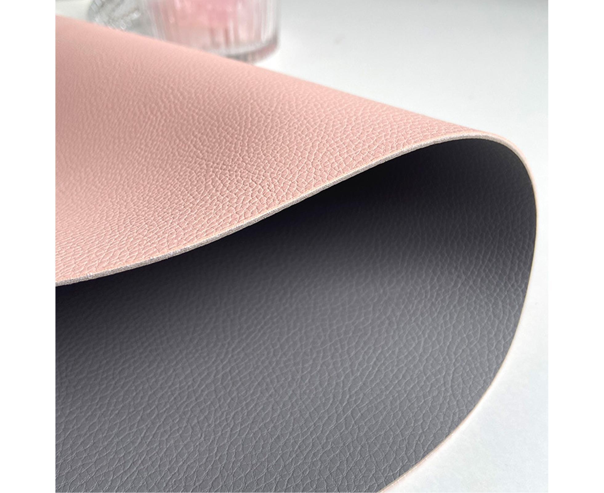 Table Mat Non-slip Wipeable Faux Leather Oval Shape Insulation Pad for Dining Room-Pink - Image 4