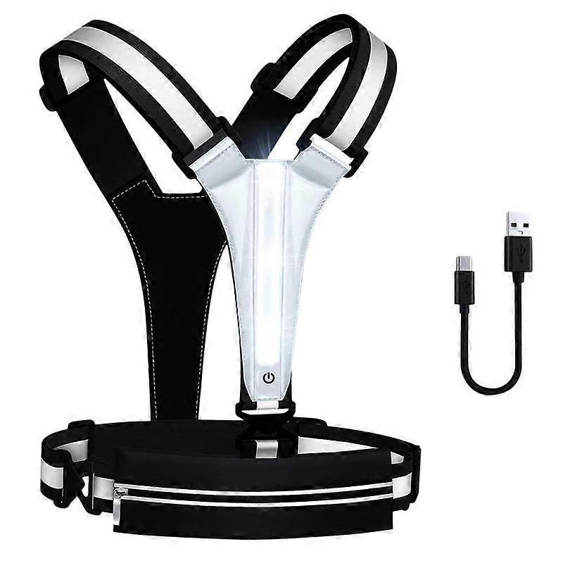 USB LED Running Vest with Belt Bag, Reflective Gear for Runners, Biking, Night Sports - Image 1