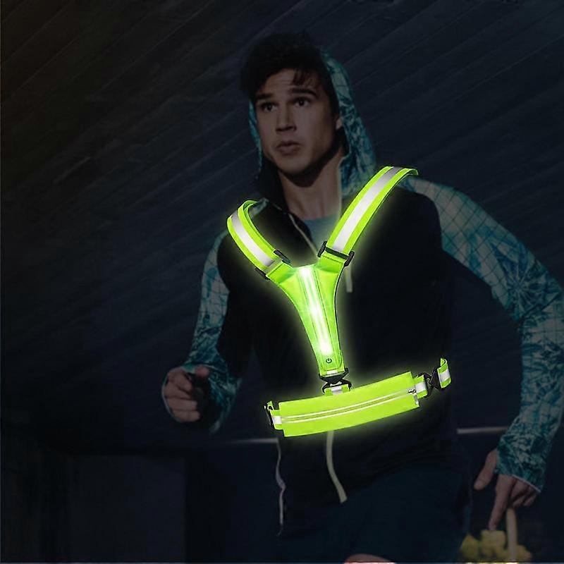 USB LED Running Vest with Belt Bag, Reflective Gear for Runners, Biking, Night Sports - Image 2