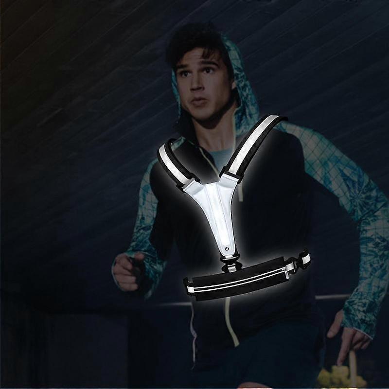 USB LED Running Vest with Belt Bag, Reflective Gear for Runners, Biking, Night Sports - Image 3
