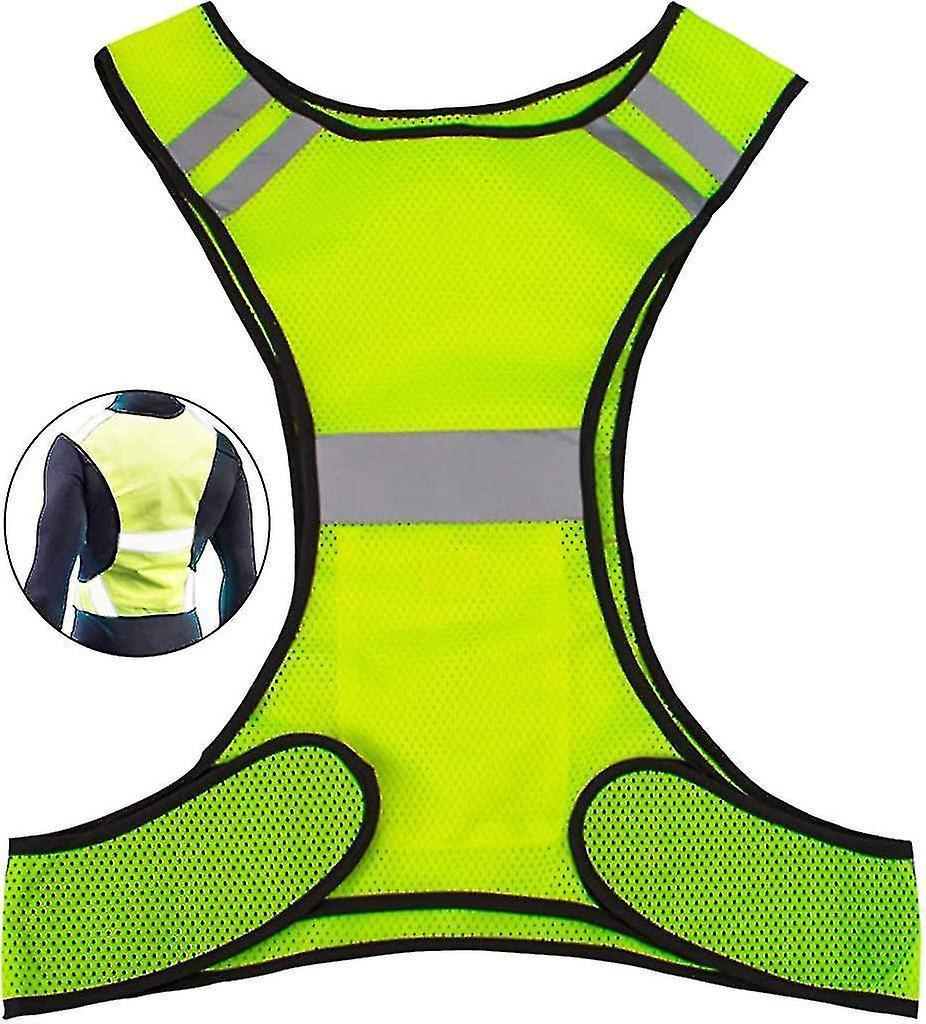 Fluorescent Yellow Reflective Vest with Pocket, High Visibility Sports Gear - Image 1