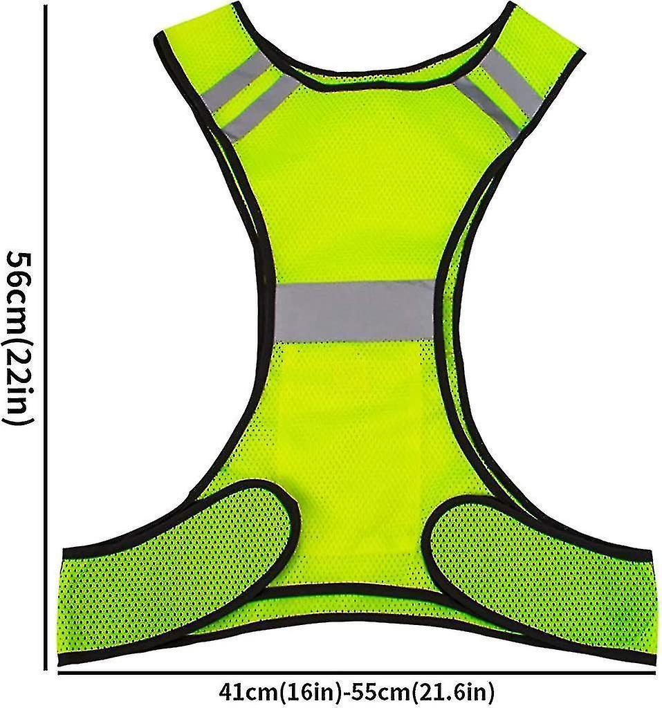 Fluorescent Yellow Reflective Vest with Pocket, High Visibility Sports Gear - Image 2
