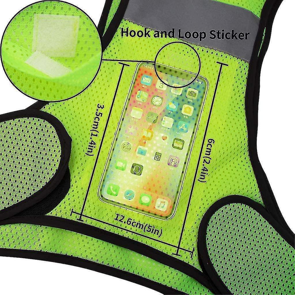 Fluorescent Yellow Reflective Vest with Pocket, High Visibility Sports Gear - Image 4