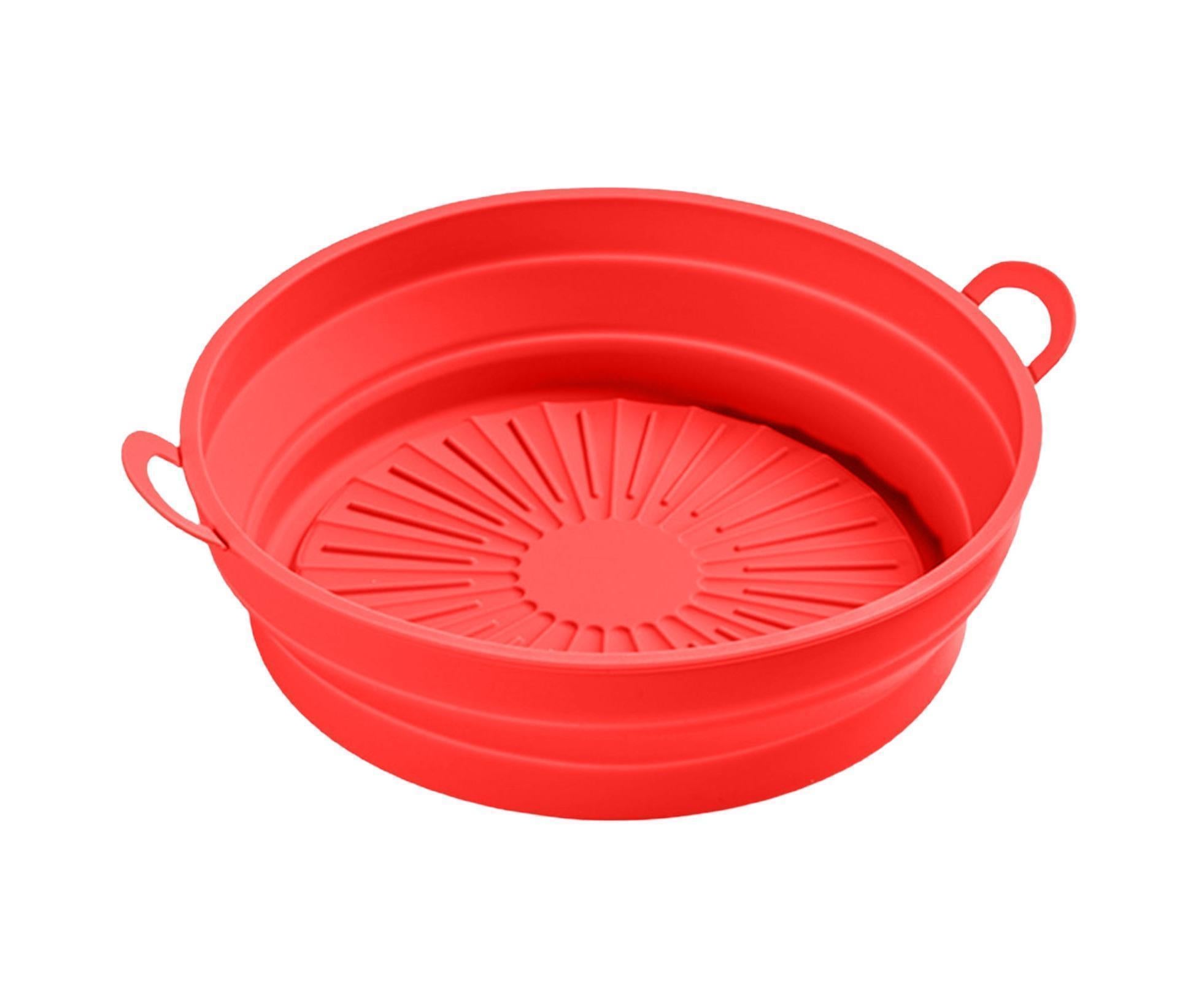 Air Fryers Bakeware Foldable Silicone Grill Pan -Red 8.5inch - Image 1