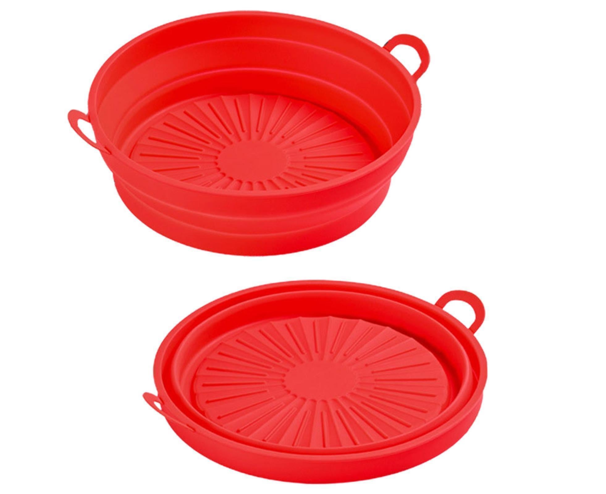 Air Fryers Bakeware Foldable Silicone Grill Pan -Red 8.5inch - Image 2