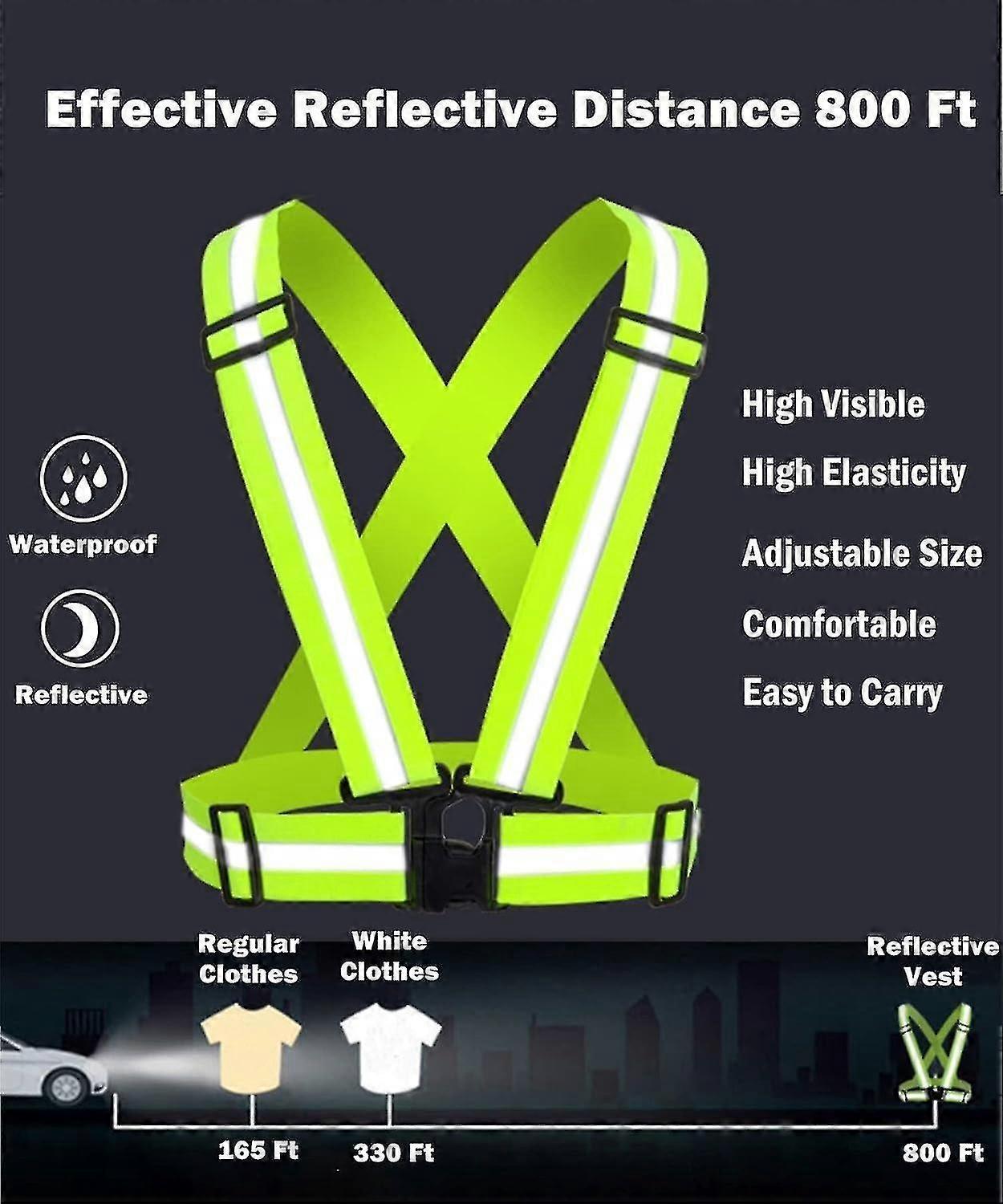 2 Pack Reflective Vest Straps, Adjustable Running Gear for Men & Women, Red - Image 2